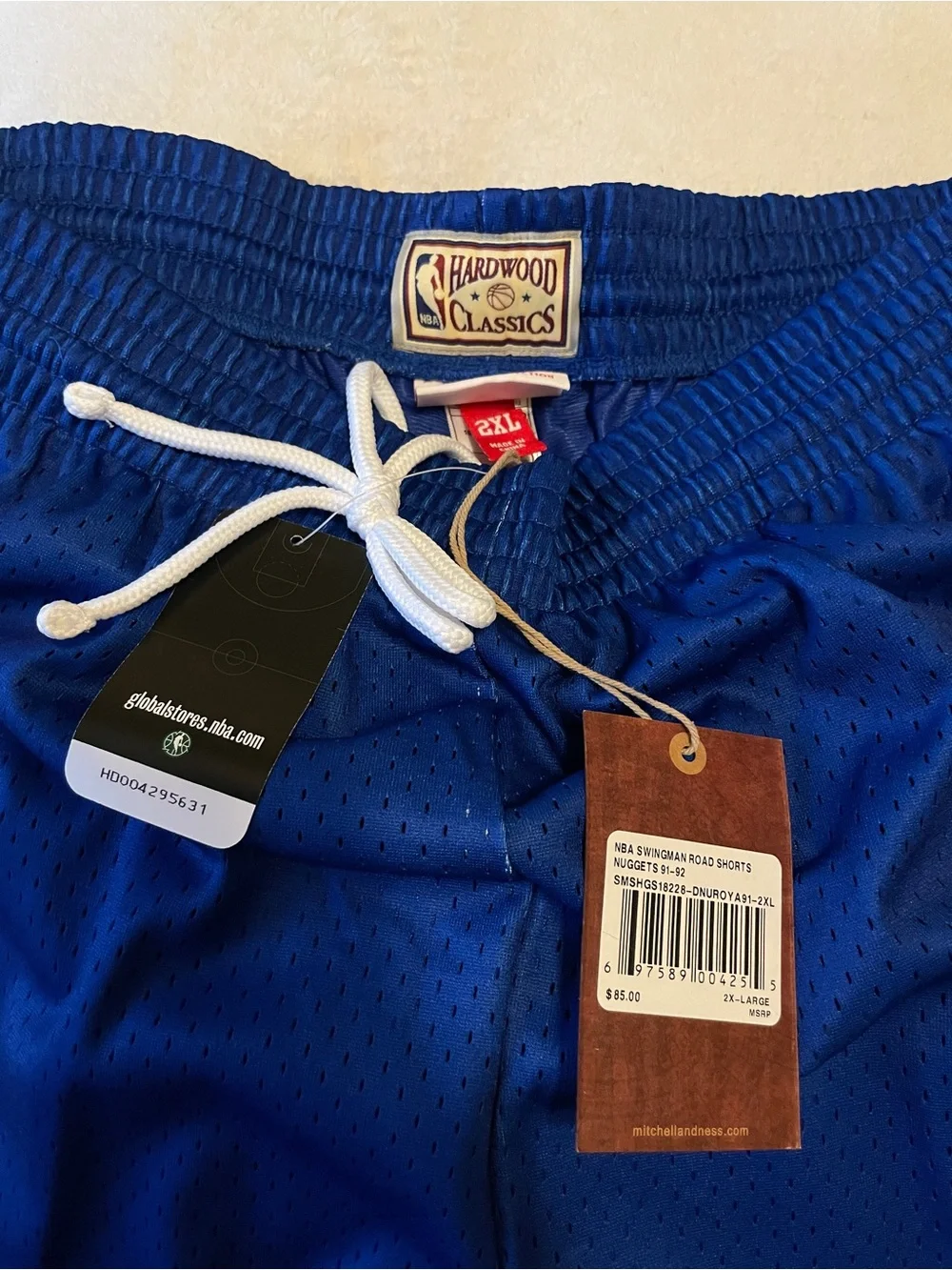 NWT NBA Denver Nuggets Blue Mitchell & Ness Throwback Shorts Sz XXL